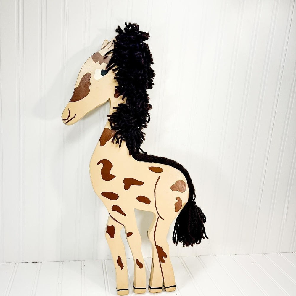 Vintage‎ Handmade Wooden Giraffe Wall Hanging: Circus Nursery Decor